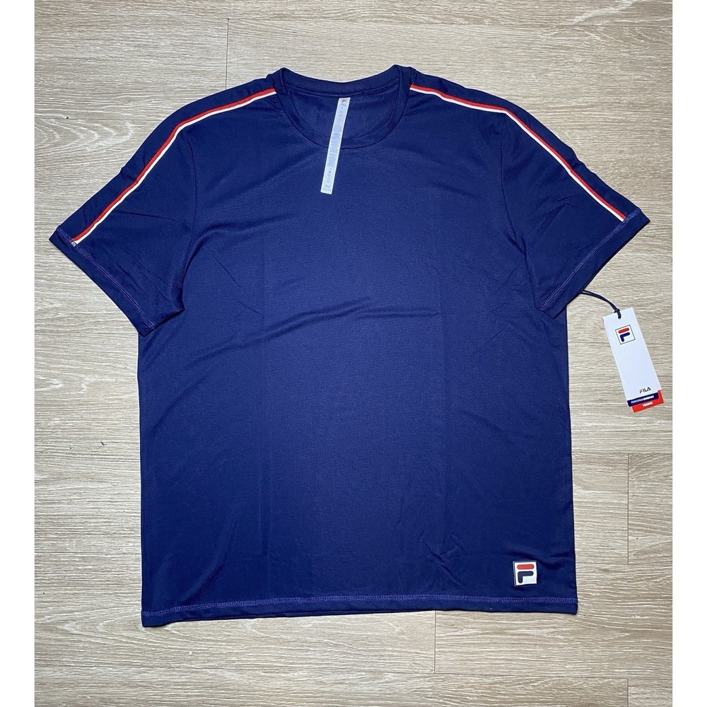 *NWT Men's MEDIUM Fila Essentials Heritage Jacquard Tennis Shirt Sleeve Crew Tee